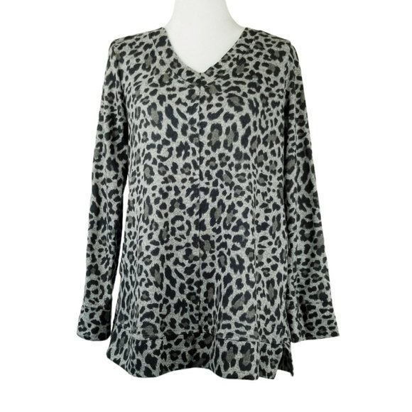 Ellen Tracy Soft Animal Leopard Print Sweatshirt - Picture 1 of 16